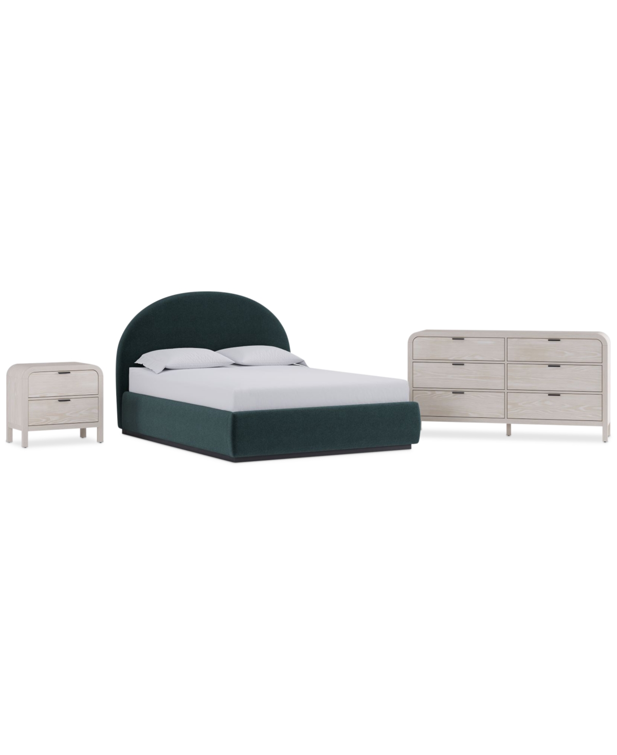 Macy's Lunare 3-pc. Bedroom Set (queen Bed, Dresser & Nightstand) In Emerald
