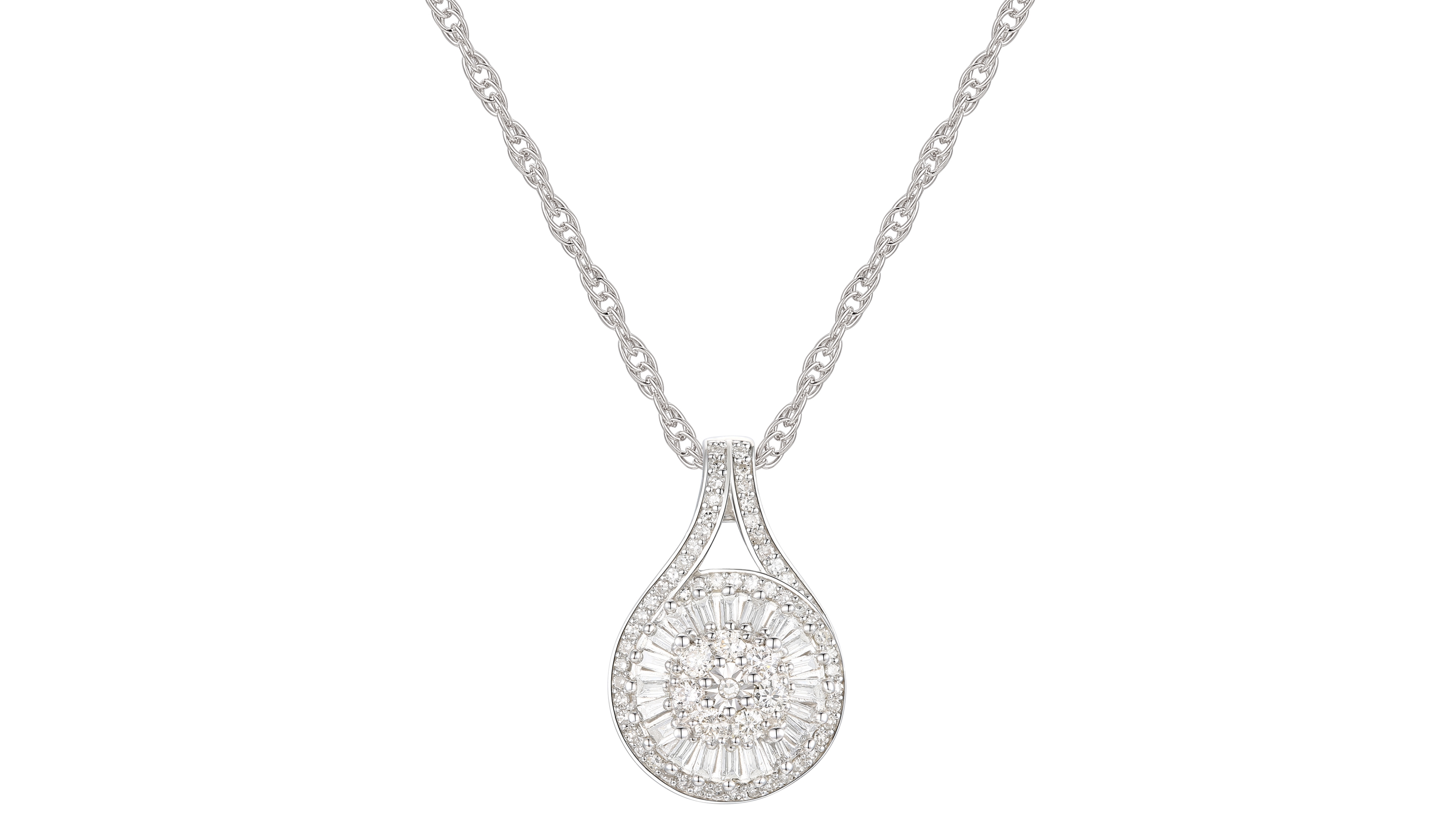 Diamond Baguette Cluster Pendant Necklace (1/2 ct. t.w.)