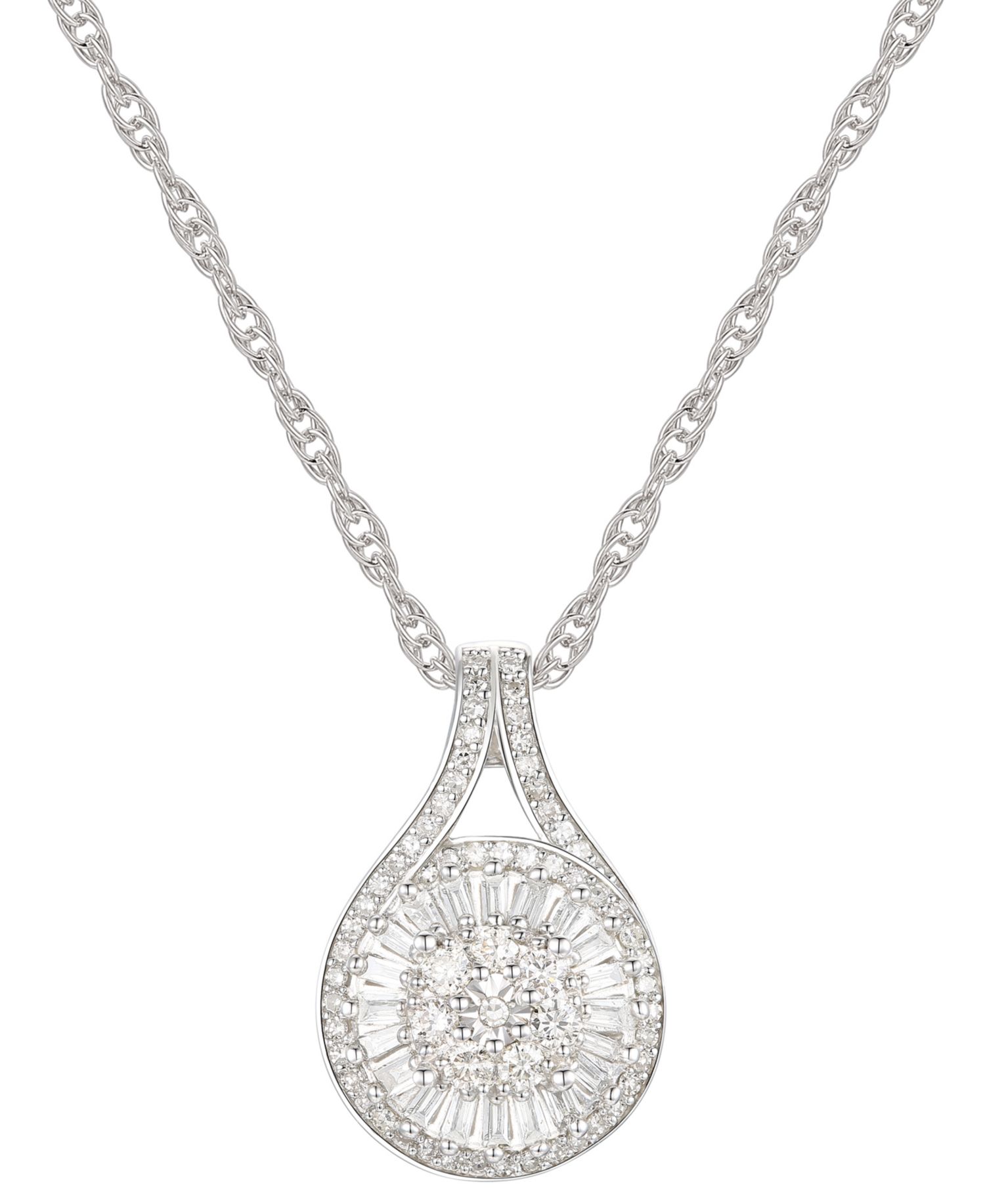 Diamond Baguette Cluster Pendant Necklace (1/2 ct. t.w.)