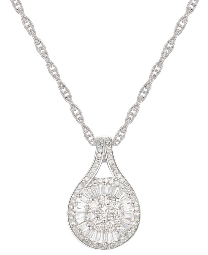 Diamond Baguette Cluster Pendant Necklace (1/2 ct. t.w.)