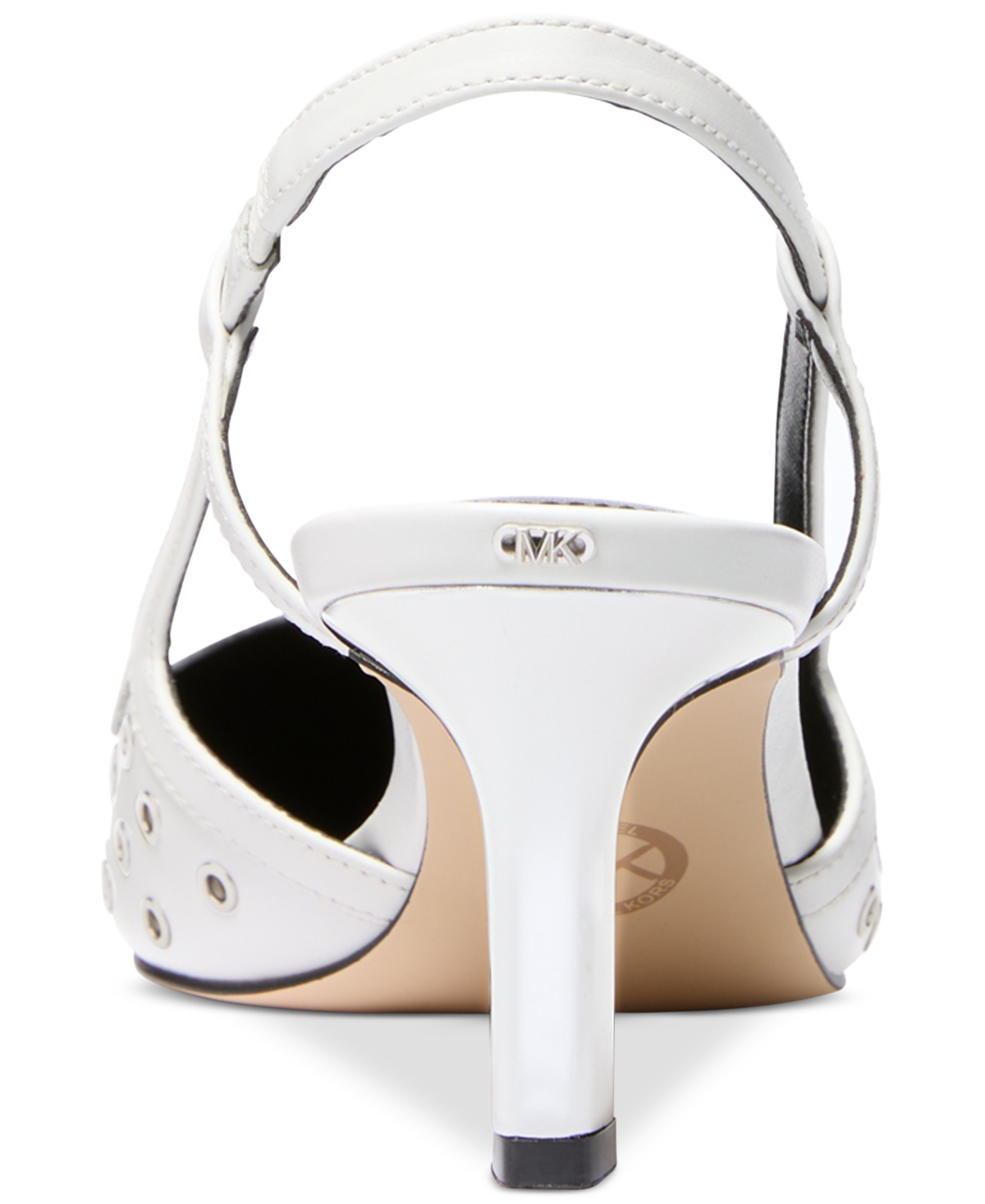 Michael Kors Alora Grommeted Leather Slingback Pump In Optic White