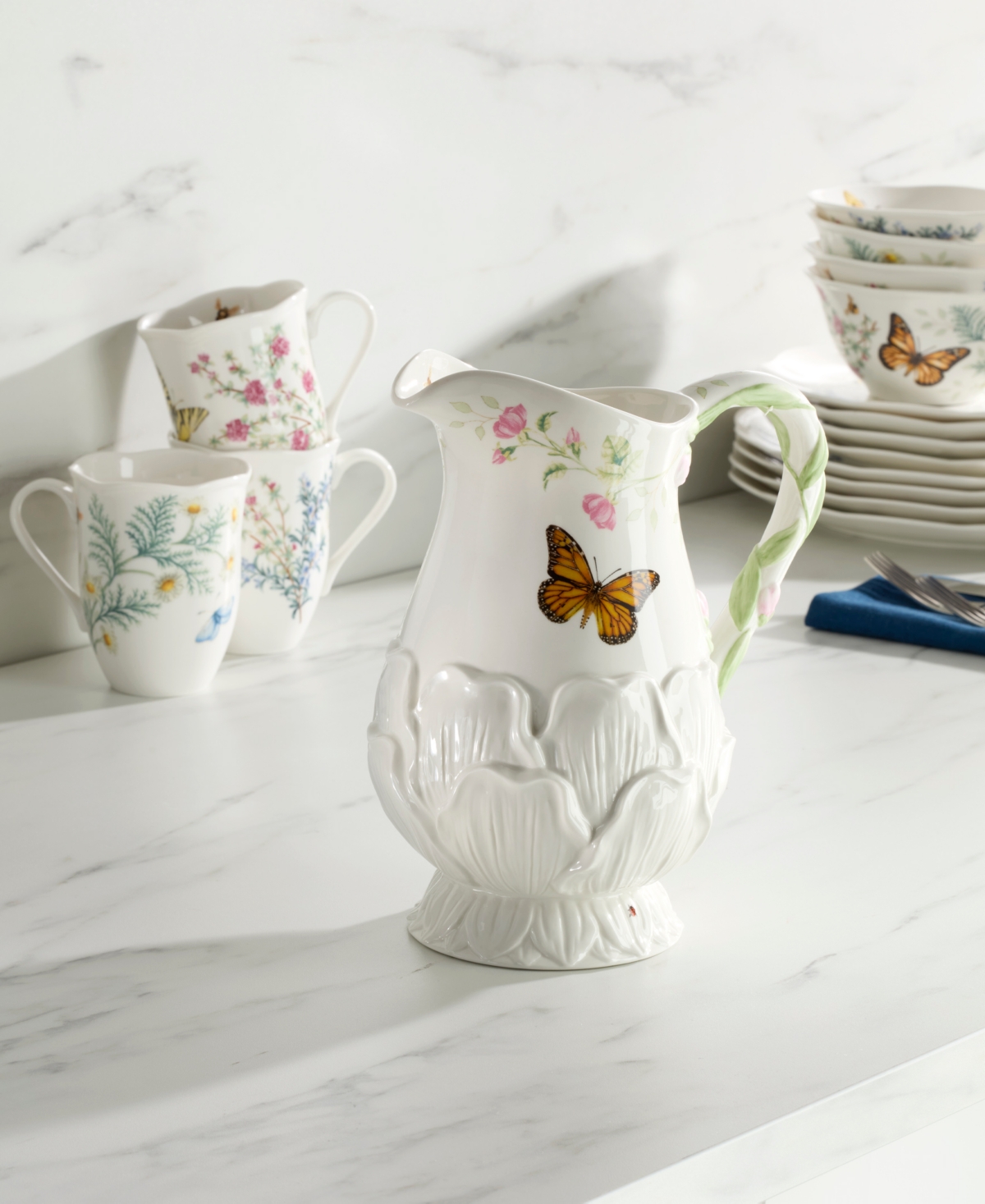 Lenox Butterfly Meadow Floral Pitcher In Multi And White