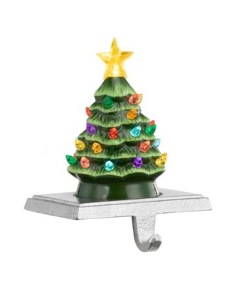 5" Illuminated Ceramic Stocking Hanger Tree