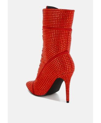 Womens Bitetto Rhinestones Embellished Calf Boots