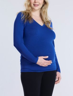 Maternity Motherhood V-Neck Side-Ruched Long Sleeve Tee