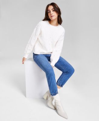 And Now This Women's Pearl-Embellished Cable-Knit Sweater, Exclusively at Macy's