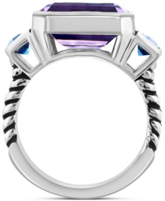 EFFY&reg; Amethyst (3-1/3 ct. t.w.) & London Blue Topaz (1 ct. t.w.) Ring in Sterling Silver & 14k Gold-Plate
