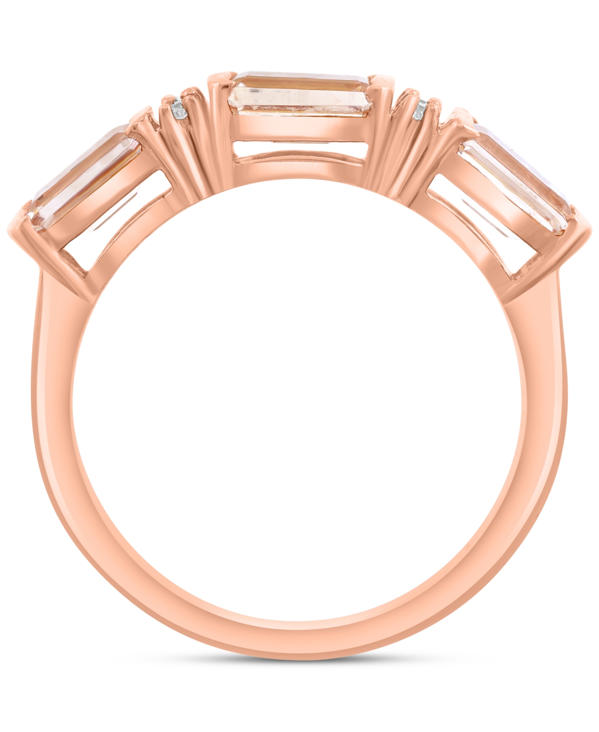 Effy Collection Effy Morganite (1-5/8 Ct. T.w.) & Zircon (1/10 Ct. T.w.) Three Stone Ring In 14k Gold-plated In Morganite