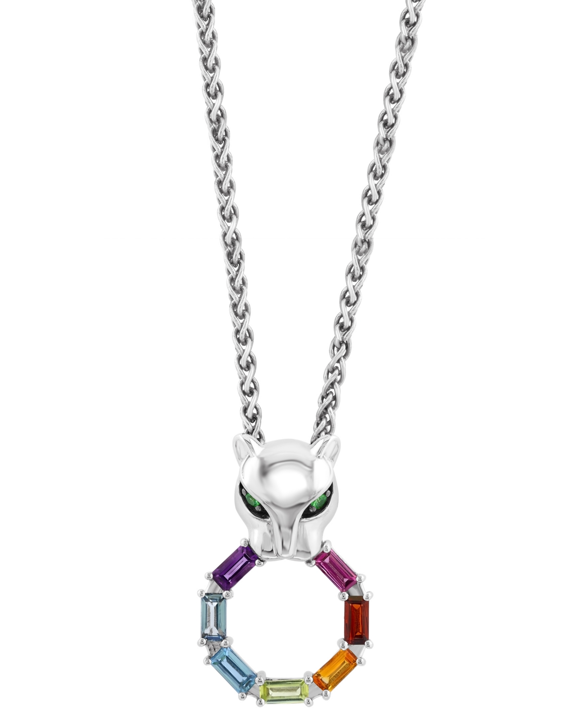 Effy Collection Effy Multi-gemstone (7/8 Ct. T.w.) Panther & Ring 18" Pendant Necklace In Sterling Silver In Multi Gemstone