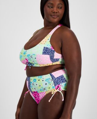 Salt + Cove Plus Size Patchwork Bikini Bottoms, Created for Macy's