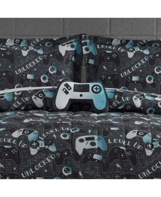 Next Level Dark Grey/Blue 4-Piece Microfiber Comforter Set - Full