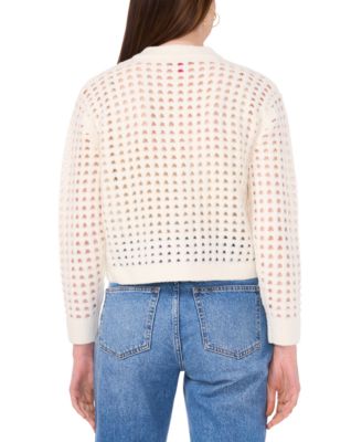 Women's Long-Sleeve Pointelle Cardigan