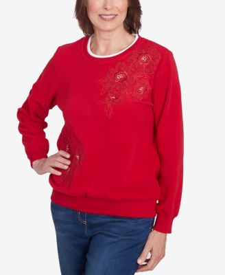 Women's Classic Sherpa Floral Embroidered Sweater
