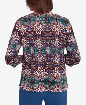 Women's Abstract Leaf Print Top