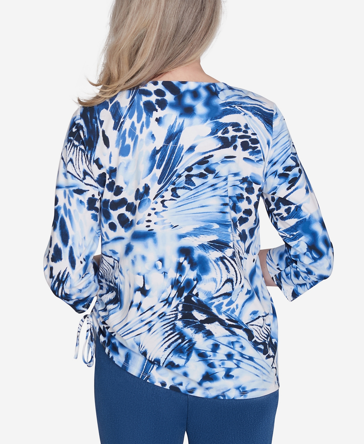 Alfred Dunner Women's Abstract Animal Print Three Quarter Sleeve Tee