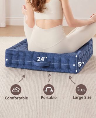 Azza Chenille Square Floor Pillow Cushion, 24" x 24"