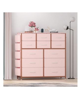 12-drawer, fabric & wood, storage organizer unit with sturdy metal frame and wood tabletop – ideal for hallway or entryway.