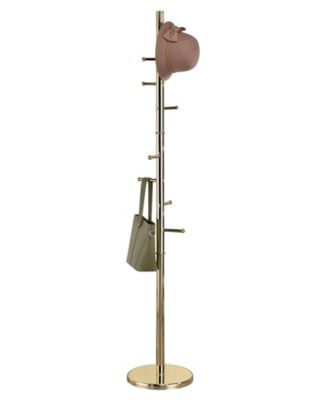 Hyre 8 Hook Entryway Hall Tree Coat & Hat Rack Stand, Brass
