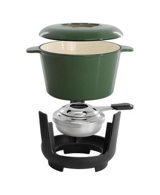 Enameled Cast Iron Fondue Pot with 6 Serving Forks
