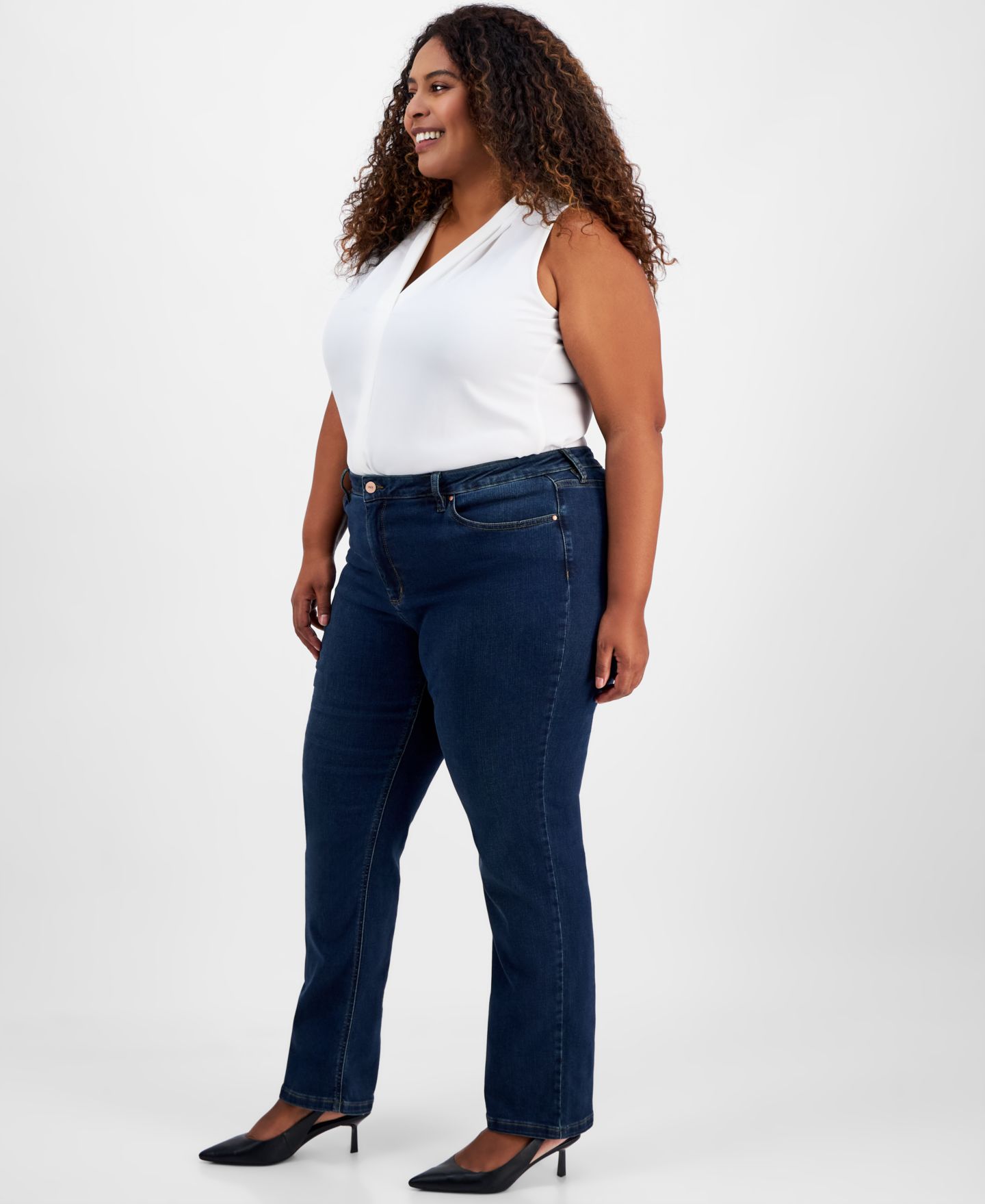 Женские джинсы Jones New York Plus Size Lexington Straight-Leg, цвет: Варёный — фото 2