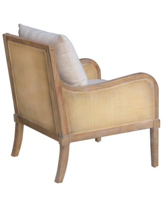 28" Wood Morgan Wide Cane Accent Chair with Removable Back Cushion