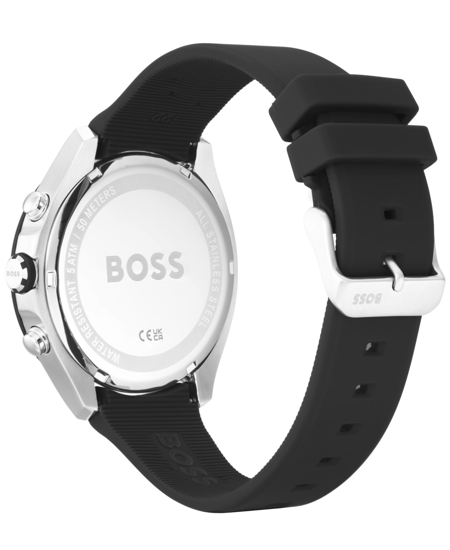 Мужские часы Hugo Boss Chronograph Velocity Black Silicone Strap Watch 45mm — фото 3