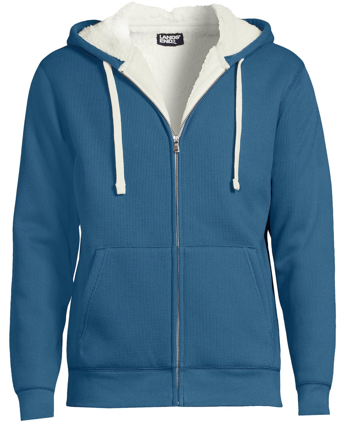 Lands' End Men's High Pile Lined Waffle Full Zip Hoodie
