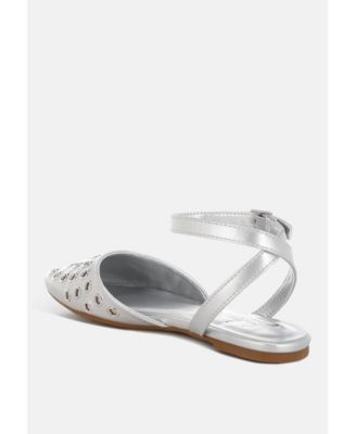 Chalcis Metallic Eyelet Detail Flat Sandals