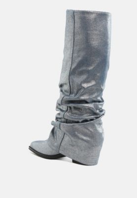 Womens Capella Fold-Over Slouchy Denim Boot