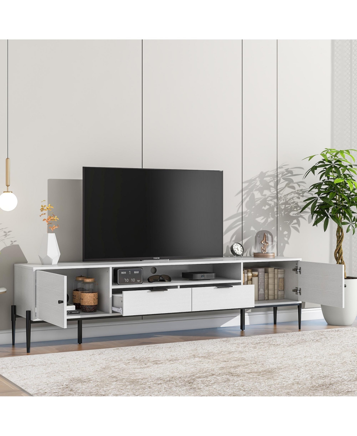 Slickblue Modern Tv Console and Entertainment Center with Storage for Organized Living Room Setup