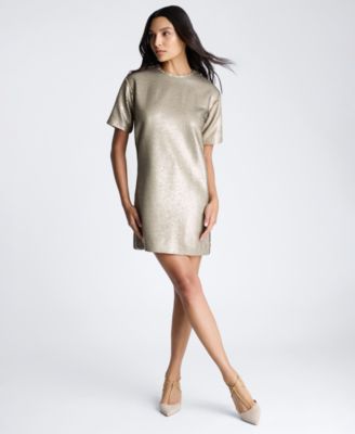 Women's Sequin Short-Sleeve T-Shirt Shift Dress