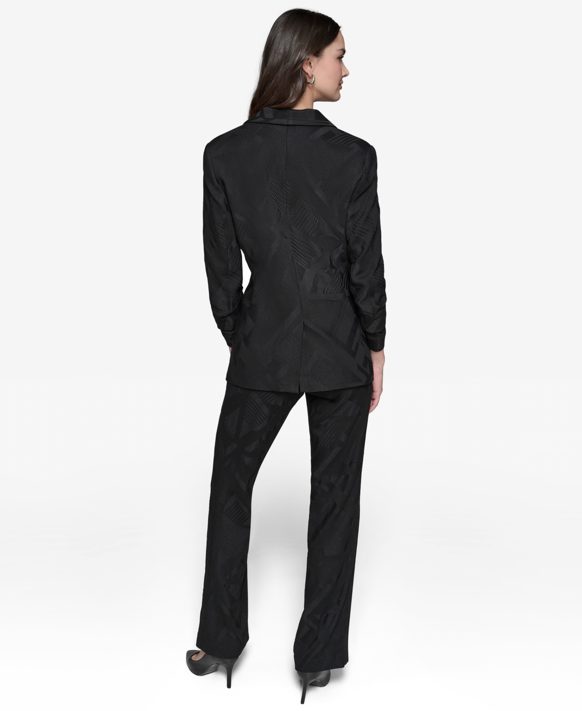 Shop Karl Lagerfeld Women's Jacquard Shawl-collar Blazer In Black