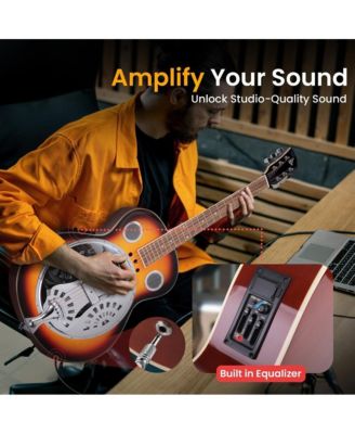 39.8" Full-Size Acoustic Resonator Guitar with Accessory Pack - Deep Cherry Sunburst, PGA500BR