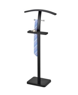 Metal Suit Valet Stand, Clothes Rack, Clothing Organizer, Jacket Hanger (Black)