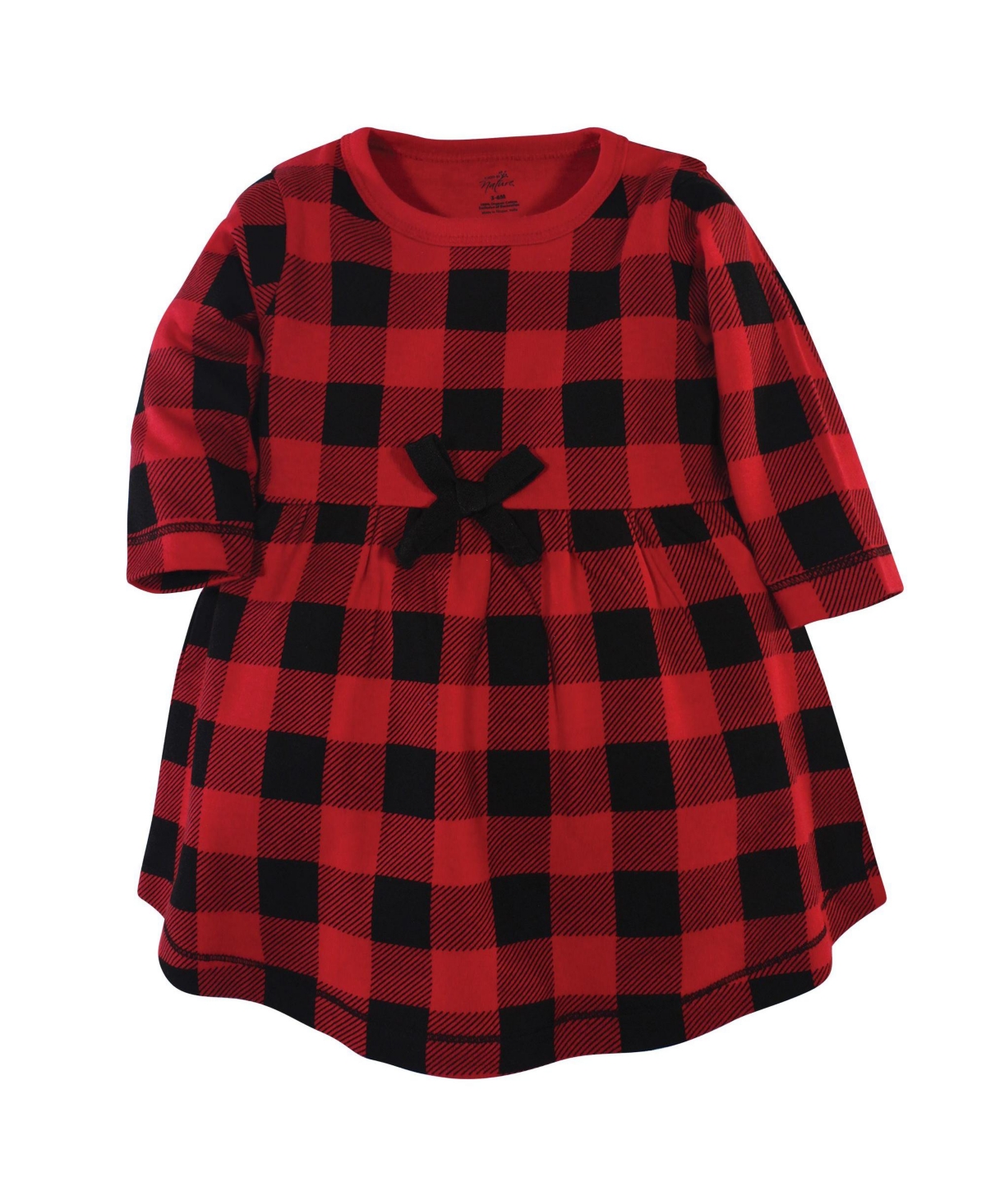 Touched by Nature Toddler Girls Organic Cotton Long-Sleeve Dresses 2pk, Buffalo Plaid