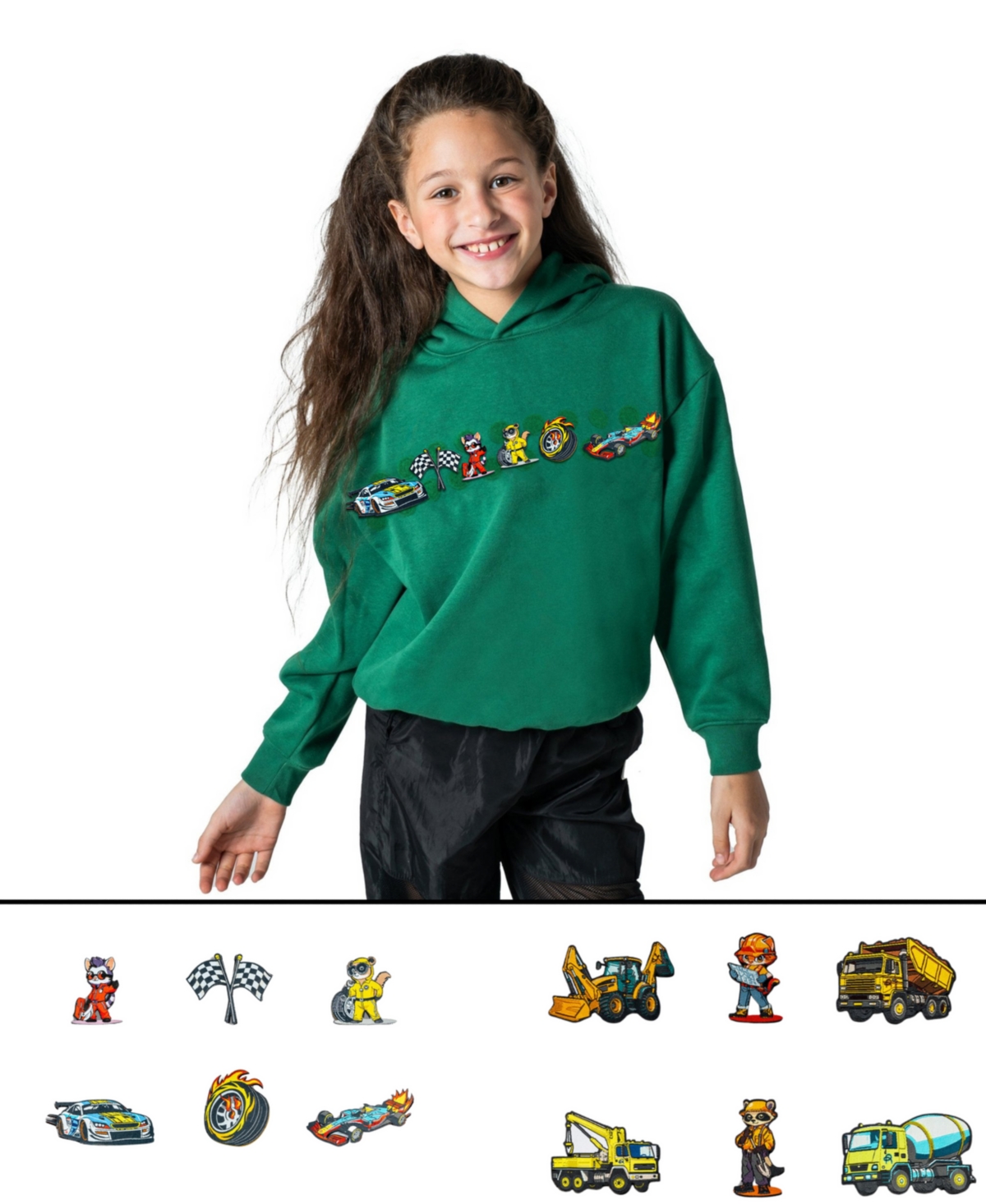 Shop Rabble Clothing Kids Unisex Customizable Hoodie Bundle With Turbo Builders Dabblz In Precious Emerald