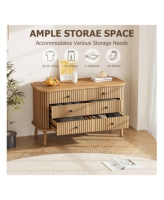 6 Drawer Dresser, Horizontal Chests Of Double Drawers For Bedroom, Mid Century Dresser With Black Handles And Wooden Legs, Storage Drawer Organizer For Closet, Hallway, Entryway