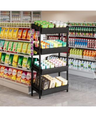 Wood Fruit and Vegetable Basket Stand Rack for Kitchen, Store, Supremarket, Black Friday Deals