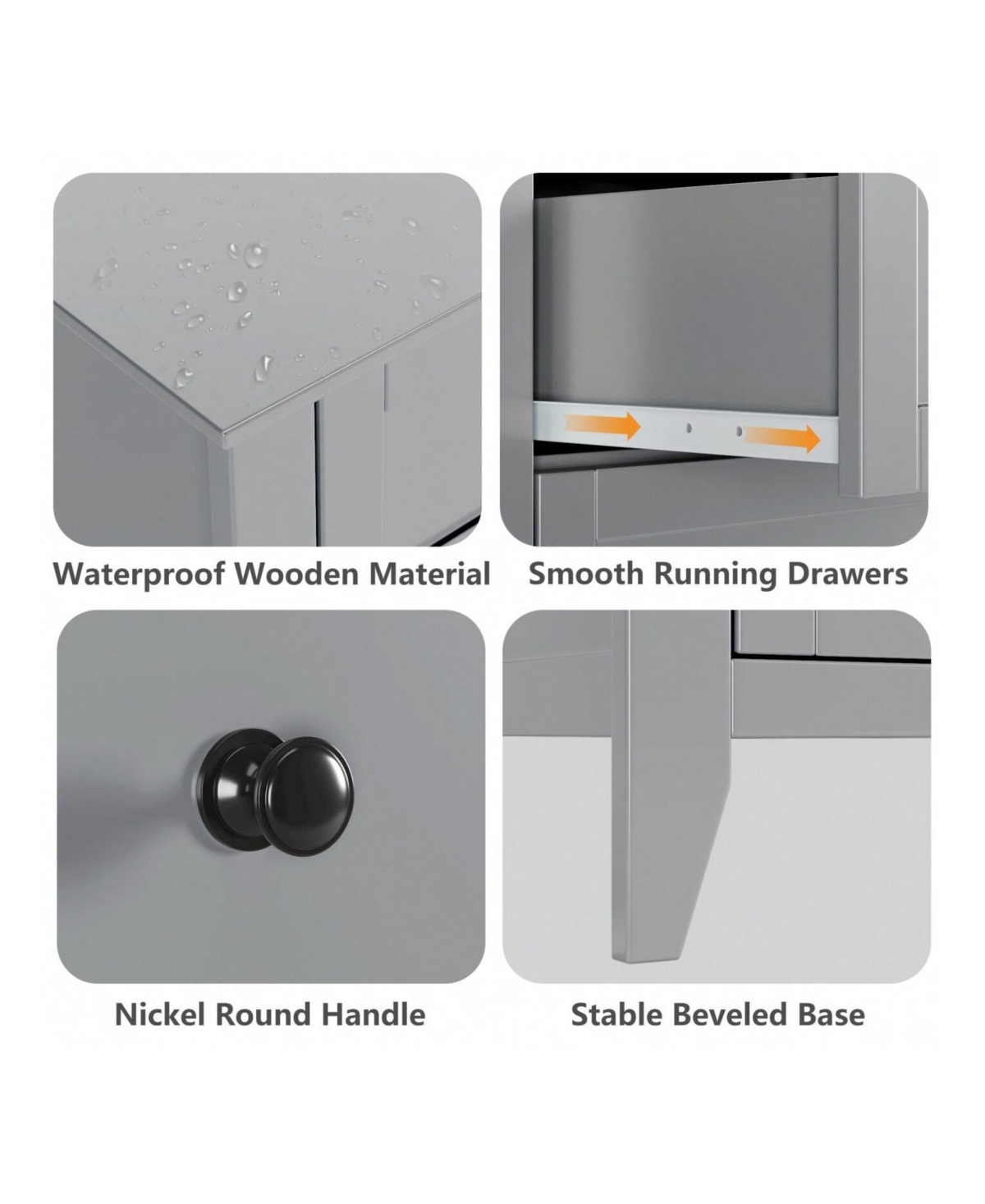 Modern 5 Chest Of Drawer Dresser, Modern Tall Nightstand With Deep Drawers And Nickel Round Handle, Wood Organizer Storage Cabinet For Bedroom, Living