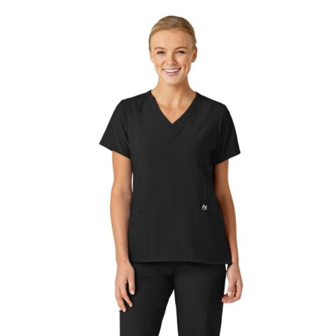 Женский топ Wink Plus Size W123 Stylized V-Neck Scrub, цвет: Чёрный