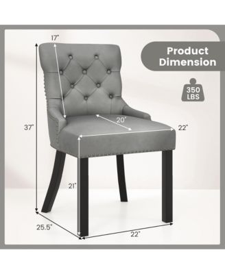 Upholstered Dining Chairs Set of 4 w/ Rubber Wood Legs Padded Seat Nailhead Trim