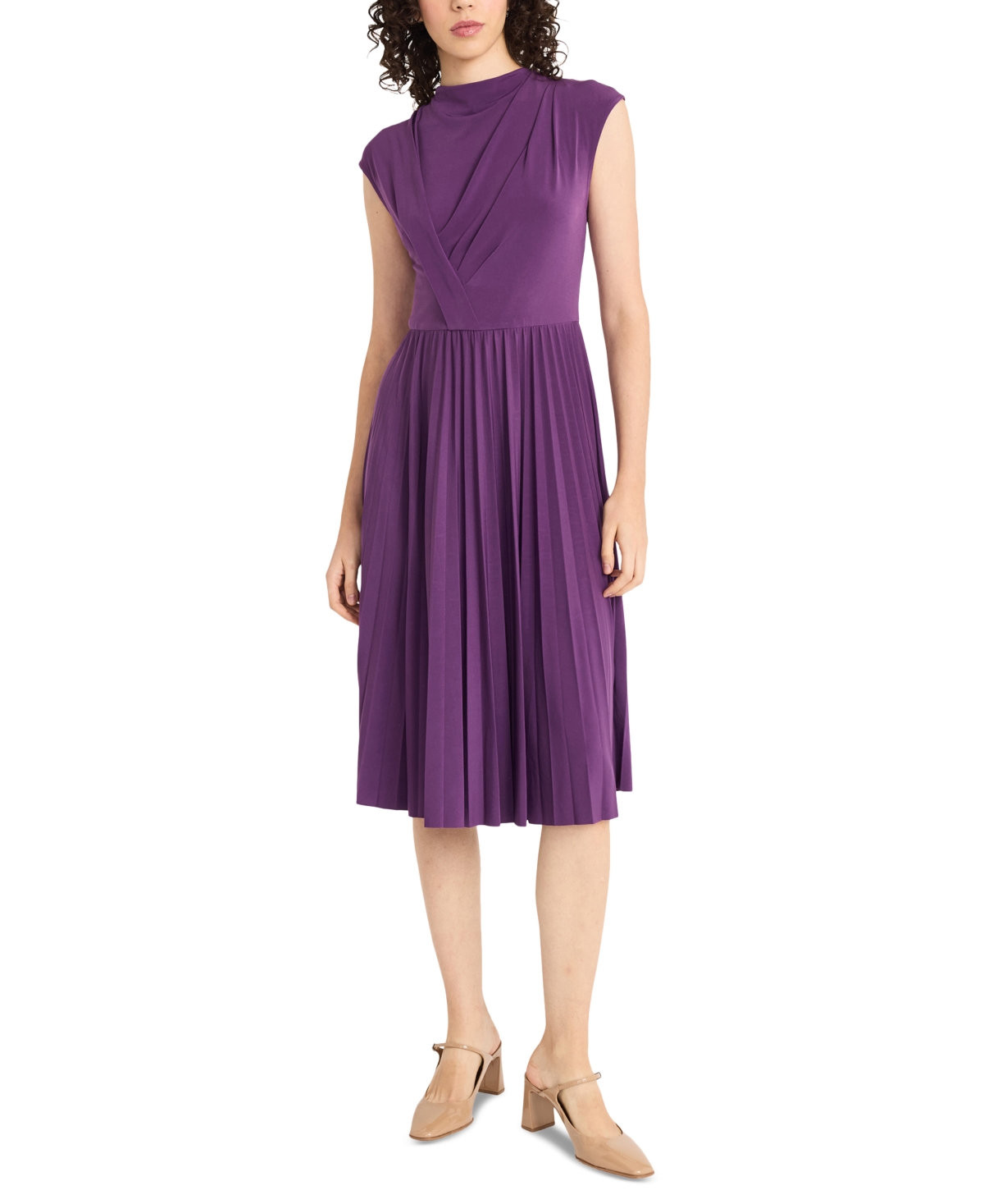 Donna Morgan Women's Sleeveless Pleated Midi Dress In Plum