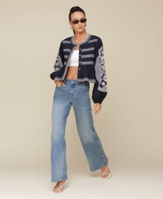 Avec Les Filles Women's Embroidered Peplum Jacket & Studded