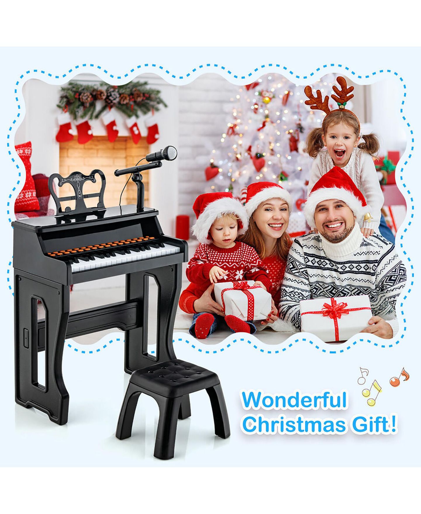 Детская игрушка Gymax 37-Key Music Piano Keyboard With Microphone Kids' Music Keyboard, Ages 3+, цвет: Белый, вариант 1 — фото 10