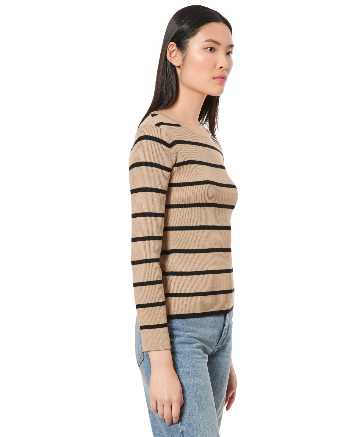 Melissa Paige Women's Scoop Neck Ribbed Striped Sweater