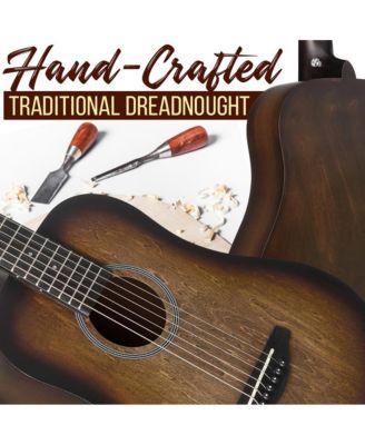 34" Acoustic Guitar Kit - 6-String 1/2 Junior Size Guitar with Accessories, Brown (PGA820BR)