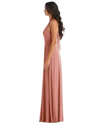 Plus Size High Neck Halter Backless Maxi Dress