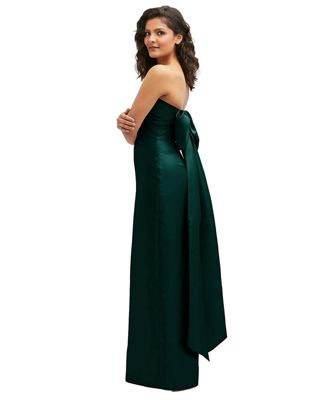 Women's Strapless Draped Bodice Column Dress with Oversized Bow
