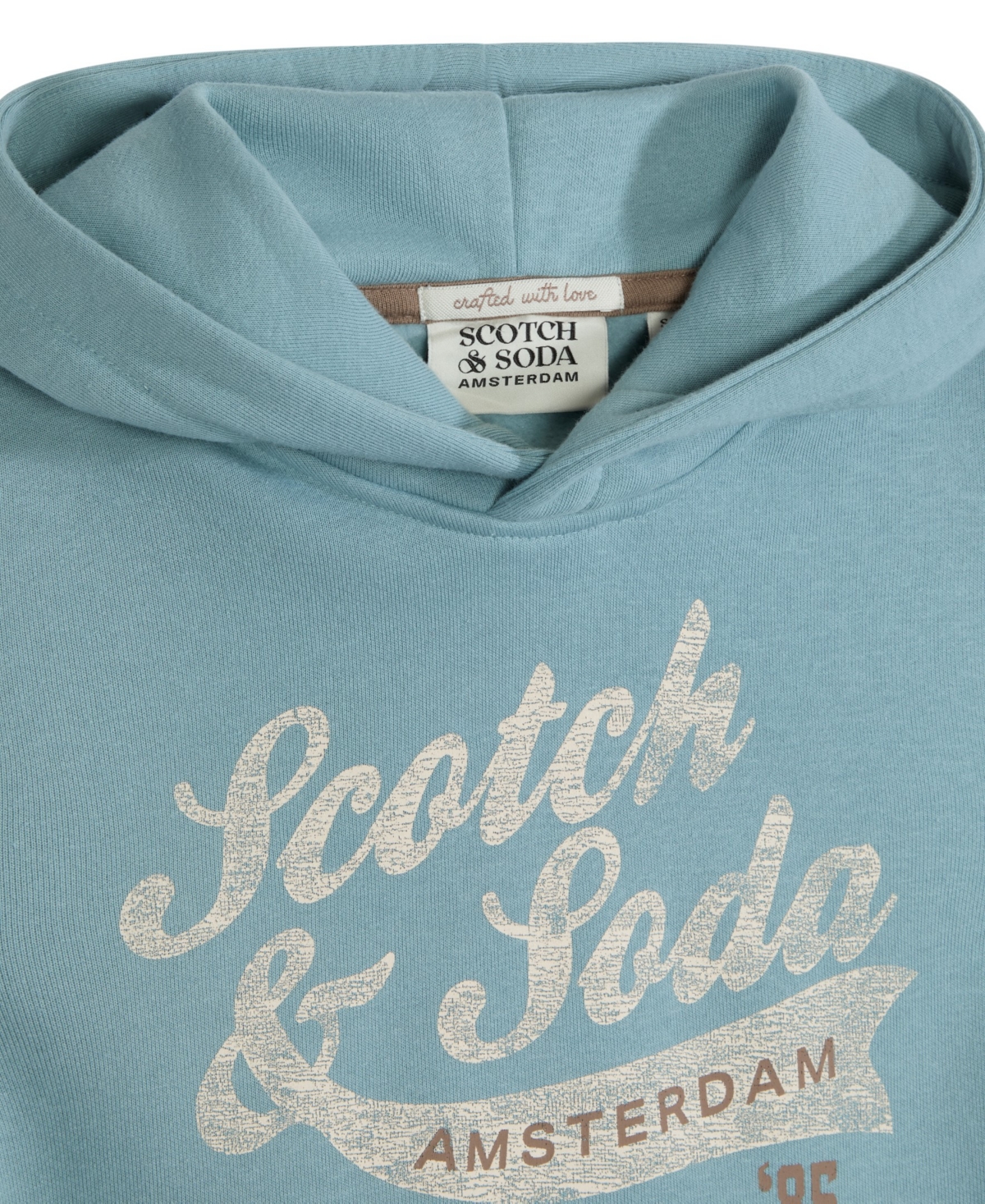 Scotch & Soda Big Boys Graphic Fleece Hoodie In Bay Blue
