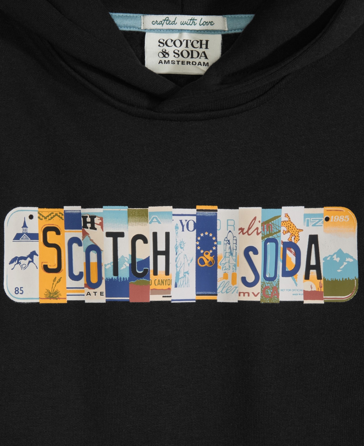Scotch & Soda Big Boys Graphic Fleece Hoodie In Black